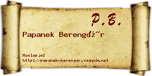 Papanek Berengár névjegykártya